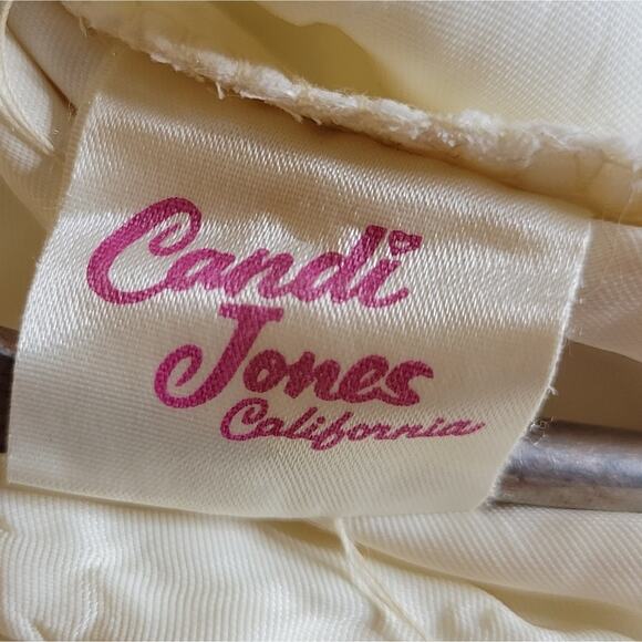 VTG 70s Candi Jones Prairie Pinafore Cottagecore Floral Accent Maxi Dress - Picture 7 of 9